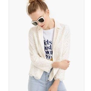 J crew embroiderey eyelet cotton jacket ivory white size small